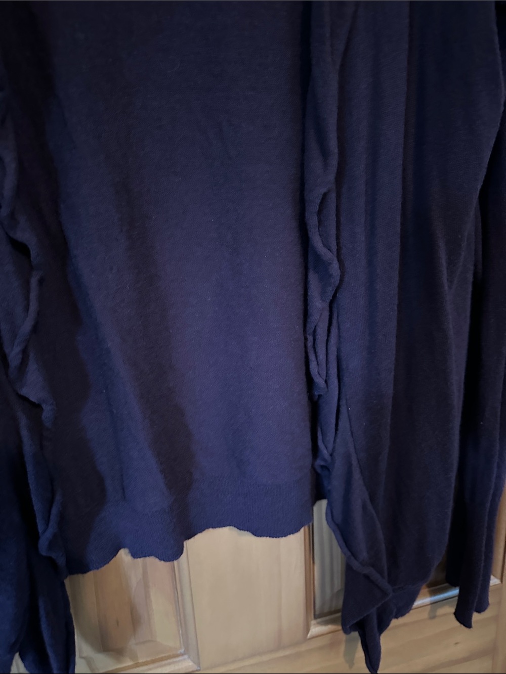 LOFT deep purple Open-Front Ruffle-Trim Cardigan - Picture 4 of 8